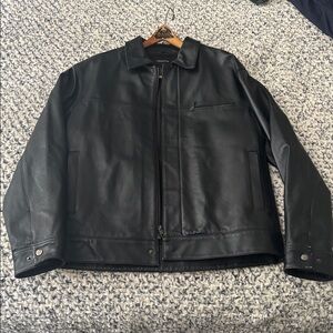 Claiborne oversized Black Leather jacket